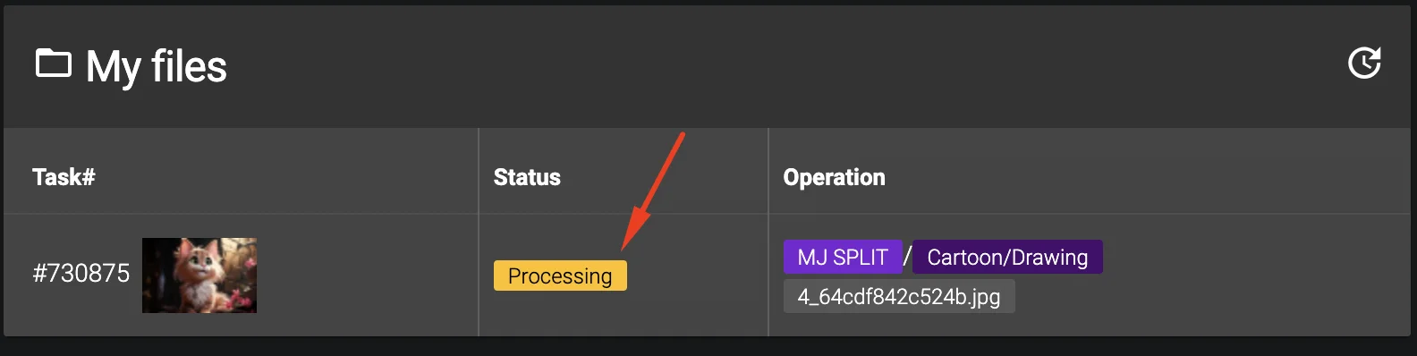 dgb.lol My Files table example - processing task